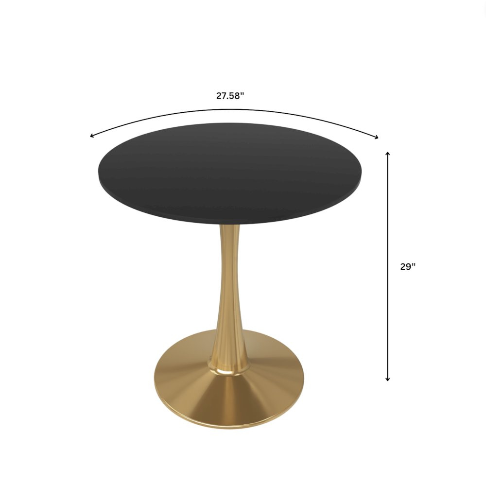 Bristol 27" round dining table Gold Base With Black Top