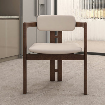 Velo Series Modern Dining Chair in Walnut Color Wood with Toupe Seat