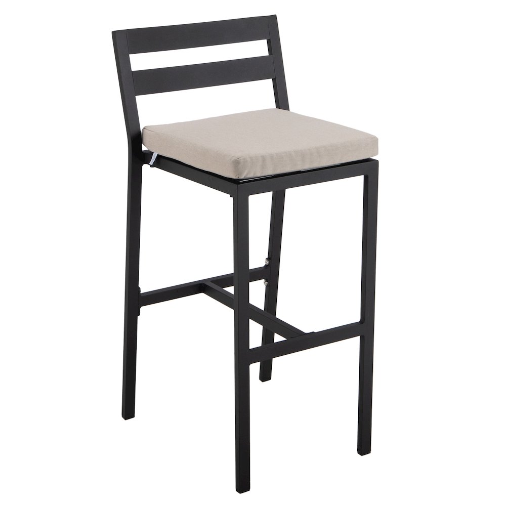 Chelsea Collection Modern Aluminum Outdoor Chair in black with Beige Cushions