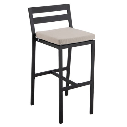 Chelsea Collection Modern Aluminum Outdoor Chair in black with Beige Cushions