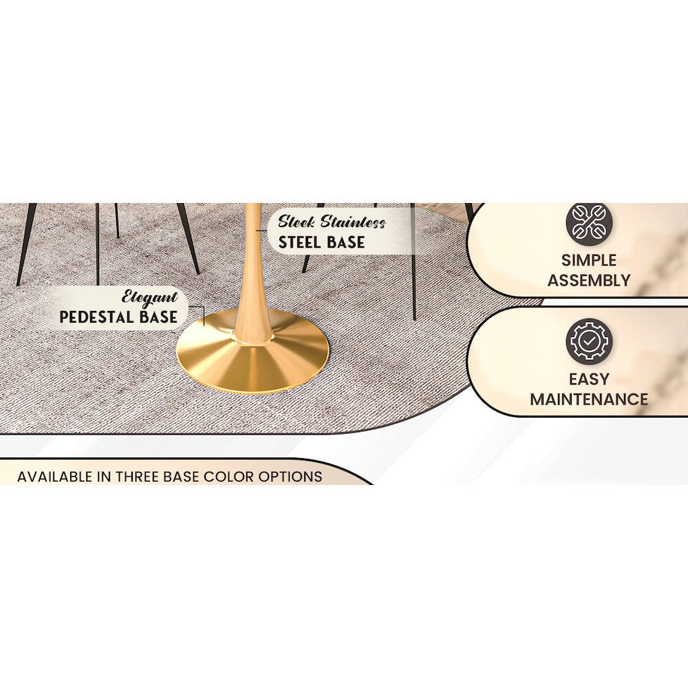 Bristol 27" round dining table Gold Base With Black Top
