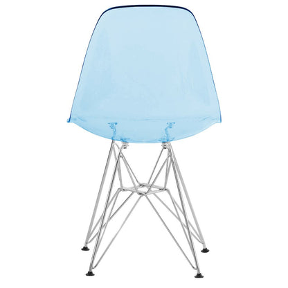 5-Piece Dining Set 35" Round Dining Table in Chrome - Transparent Blue