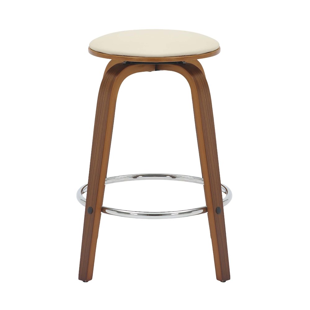 Wooden Counter Stool Pelya Collection Modern Style Walnut color in Light Taupe