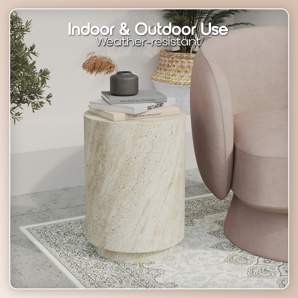 Modern Side End Table Ramble Series In Travertine