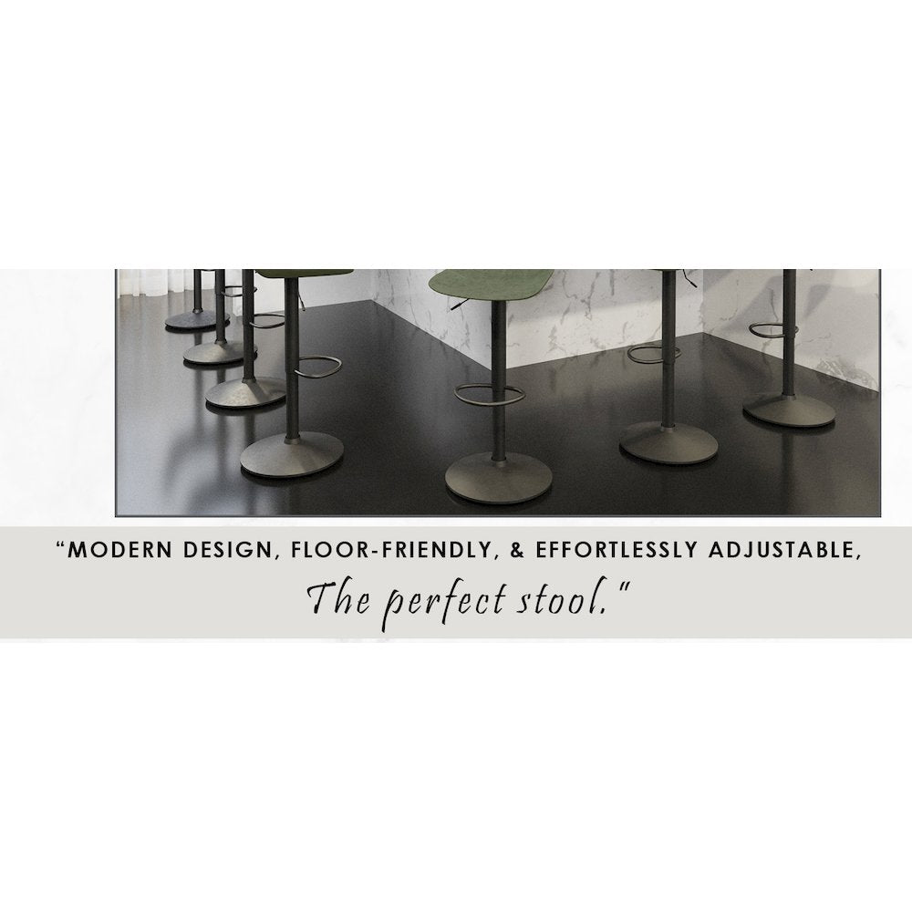 Tilbury Modern Adjustable Bar Stool in Olive Green
