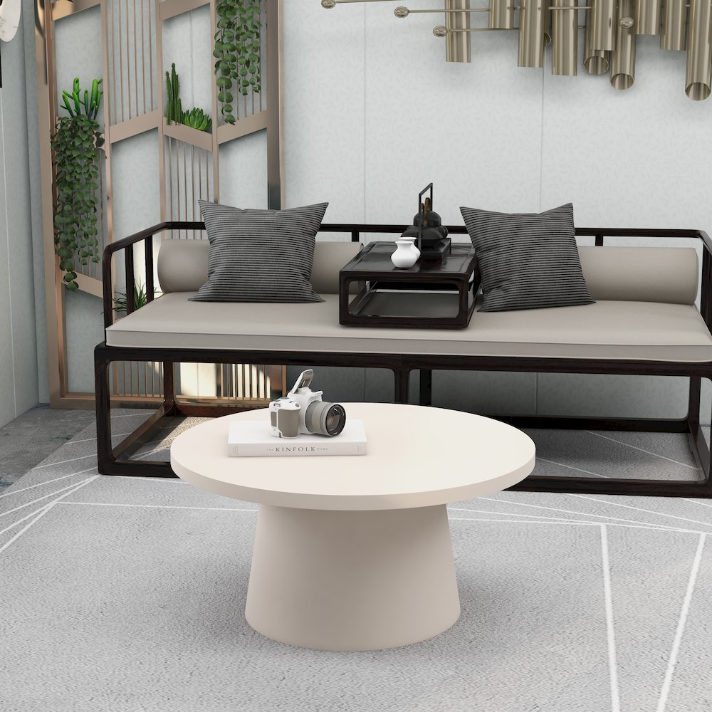 Dune Collection Fiberglass Outdoor Coffee Table In Grey