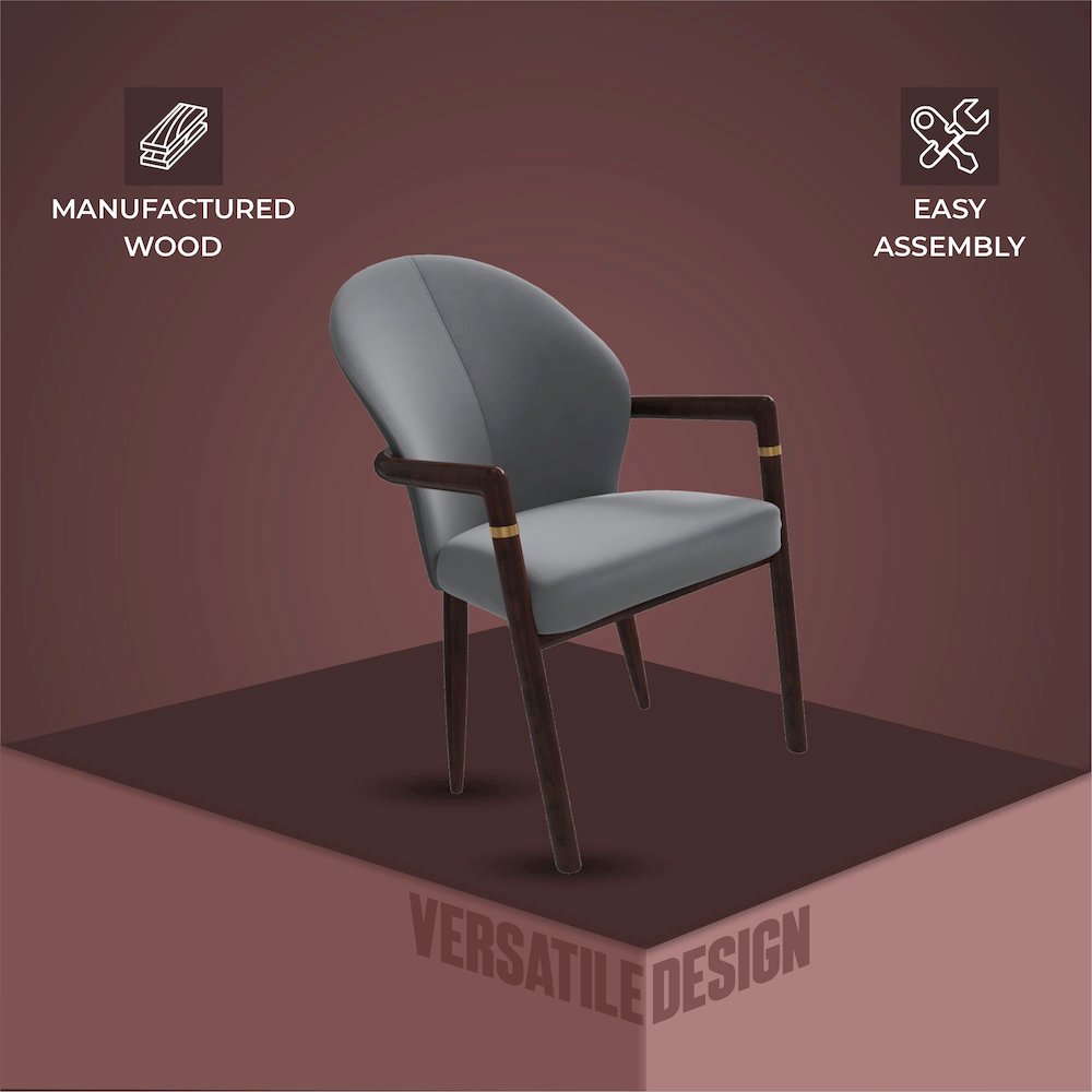 Opaline Series Elegant Wooden Dining Chair in Two-Tone Grey