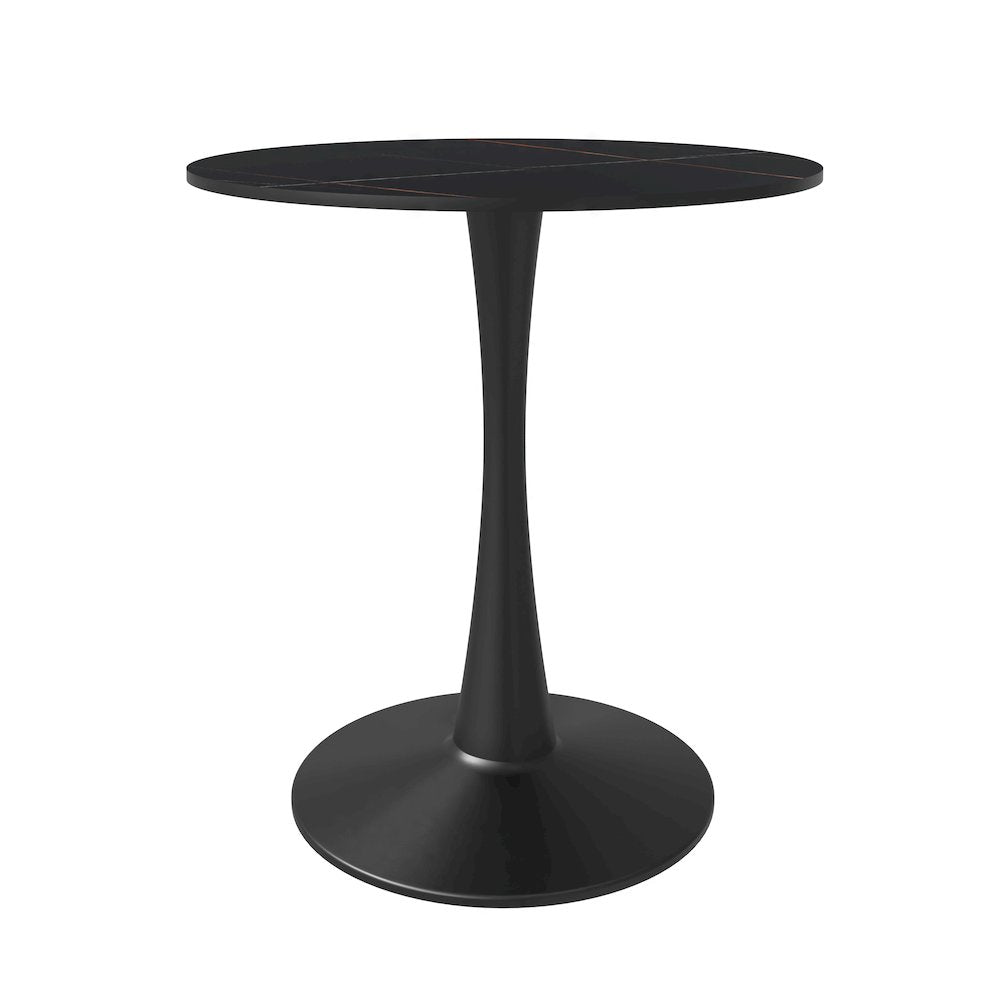 Bristol 24 round dining table Black base with Black Sintered stone Top