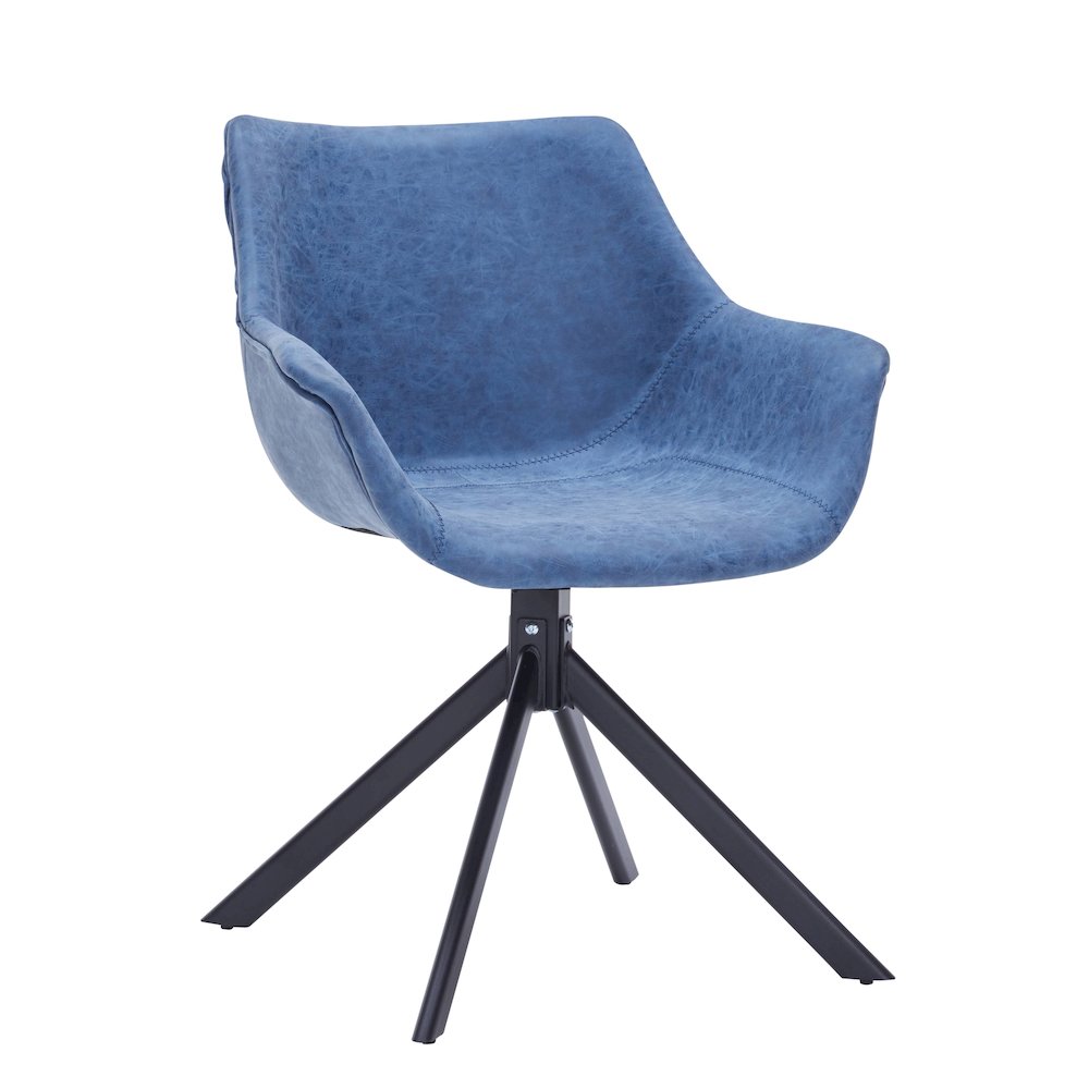 Markley Modern Leather Dining Swival Arm Chair in Light Blue