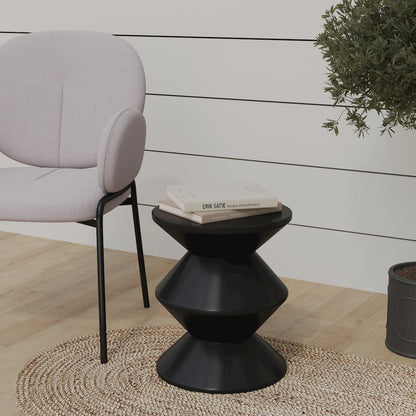 Aura Modern Plastic Side End Table, Indoor/Outdoor Use, Black