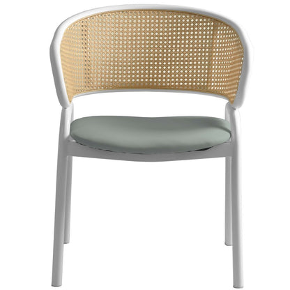 Ervilla - Dining Chair - White frame in Grey Leather Set of 2