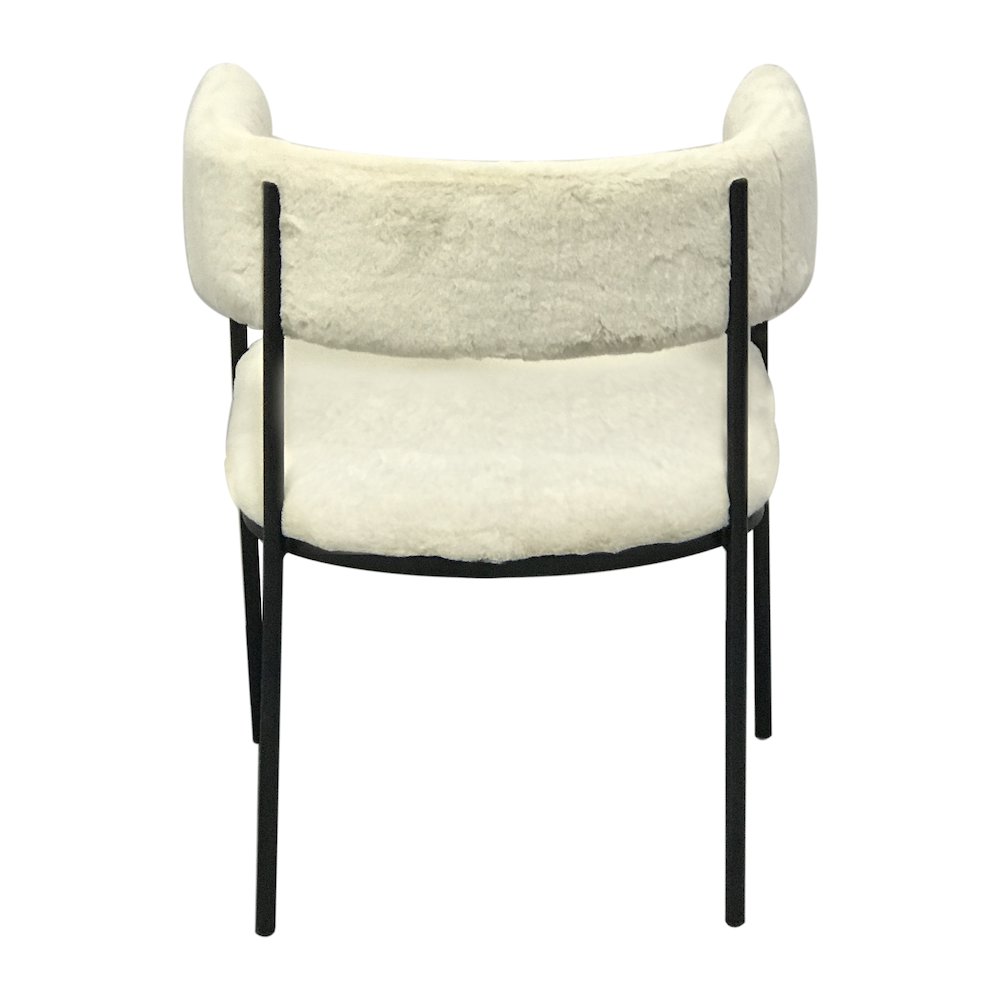 Elias Dining Chair Upholstered in Leather Velvet and Powder Coated Iron Legs