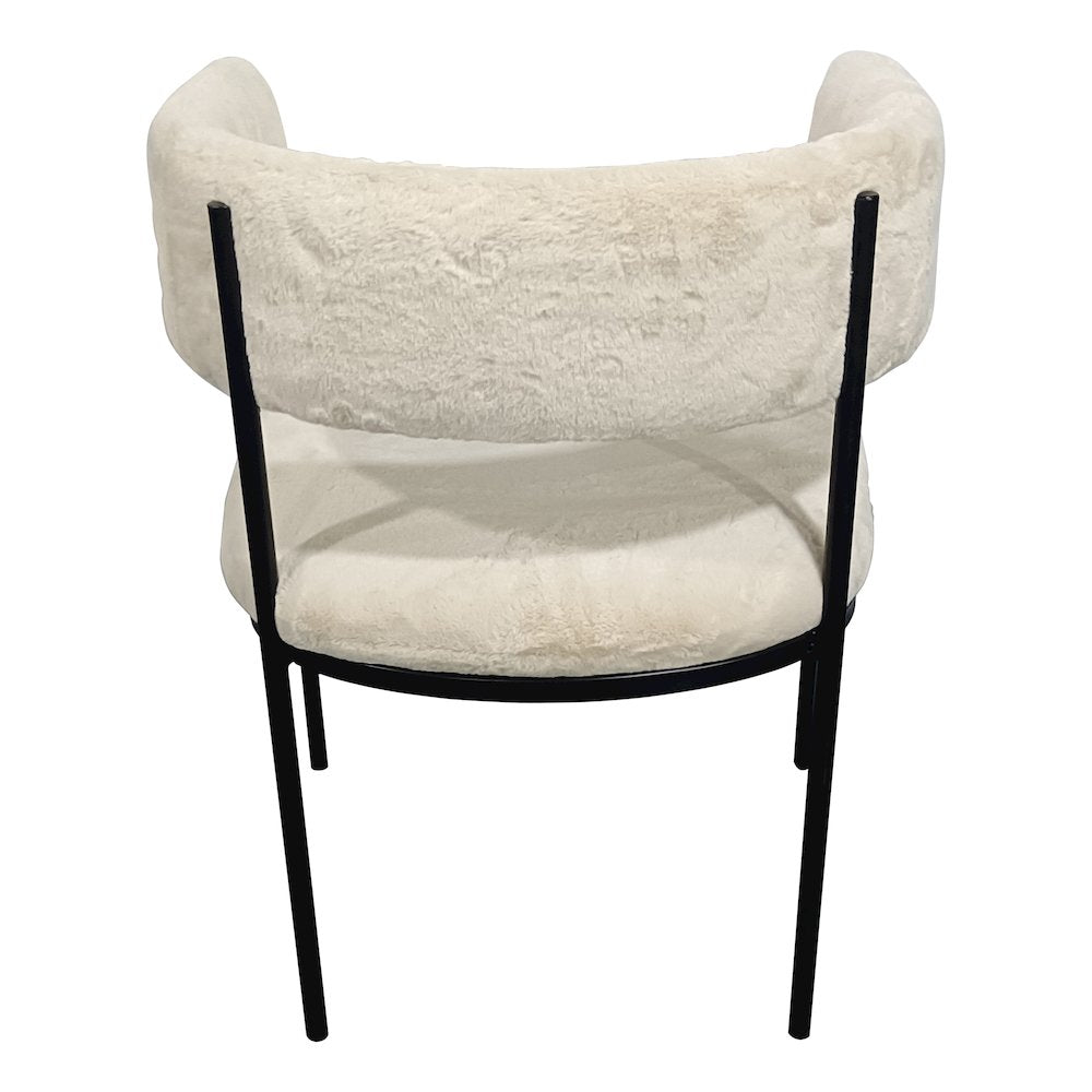Elias Dining Chair Upholstered in Leather Velvet and Powder Coated Iron Legs