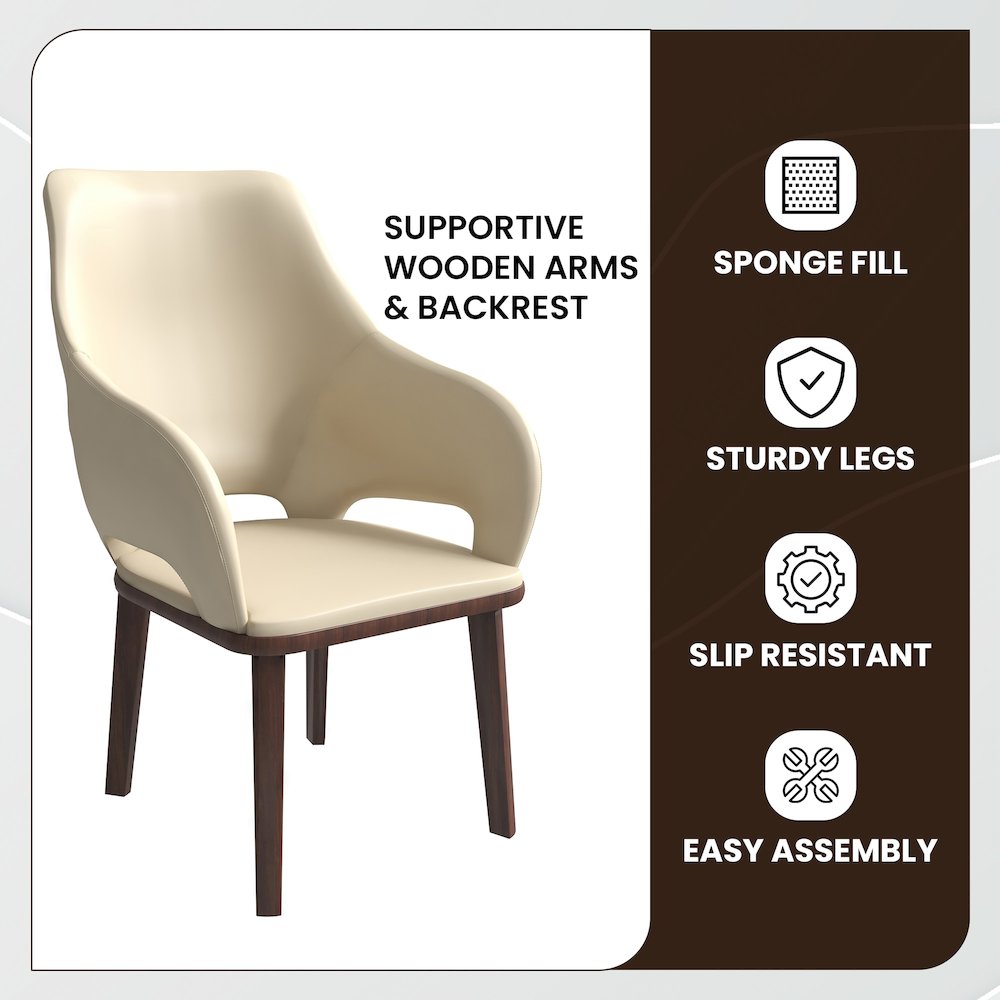 Vivara Collection Modern Dining Chair in Off White