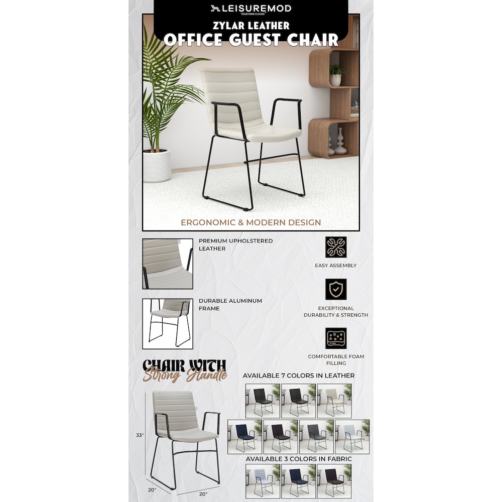 Zylar Series Office Guest Arm Chair in Tan Leather