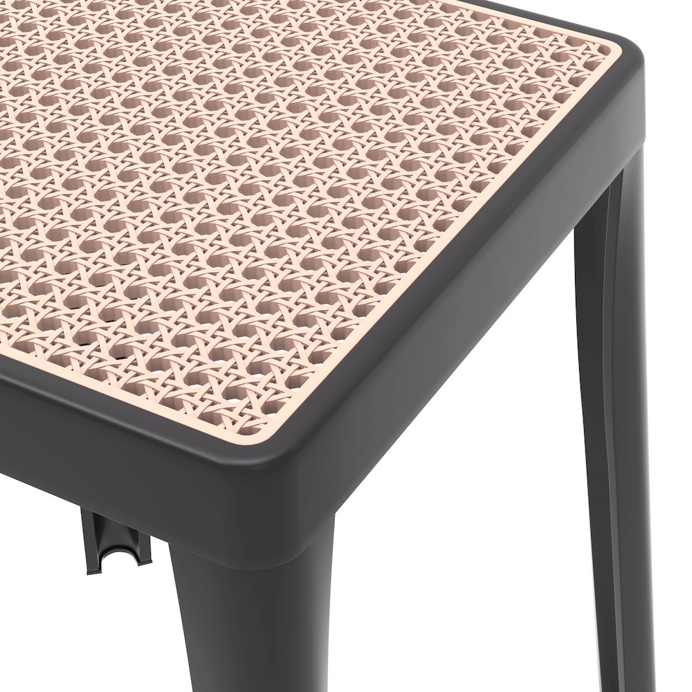 Tresse Series Stackable Poly Stool With Wicker Top 12 in Black