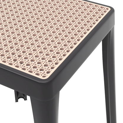 Tresse Series Stackable Poly Stool With Wicker Top 12 in Black