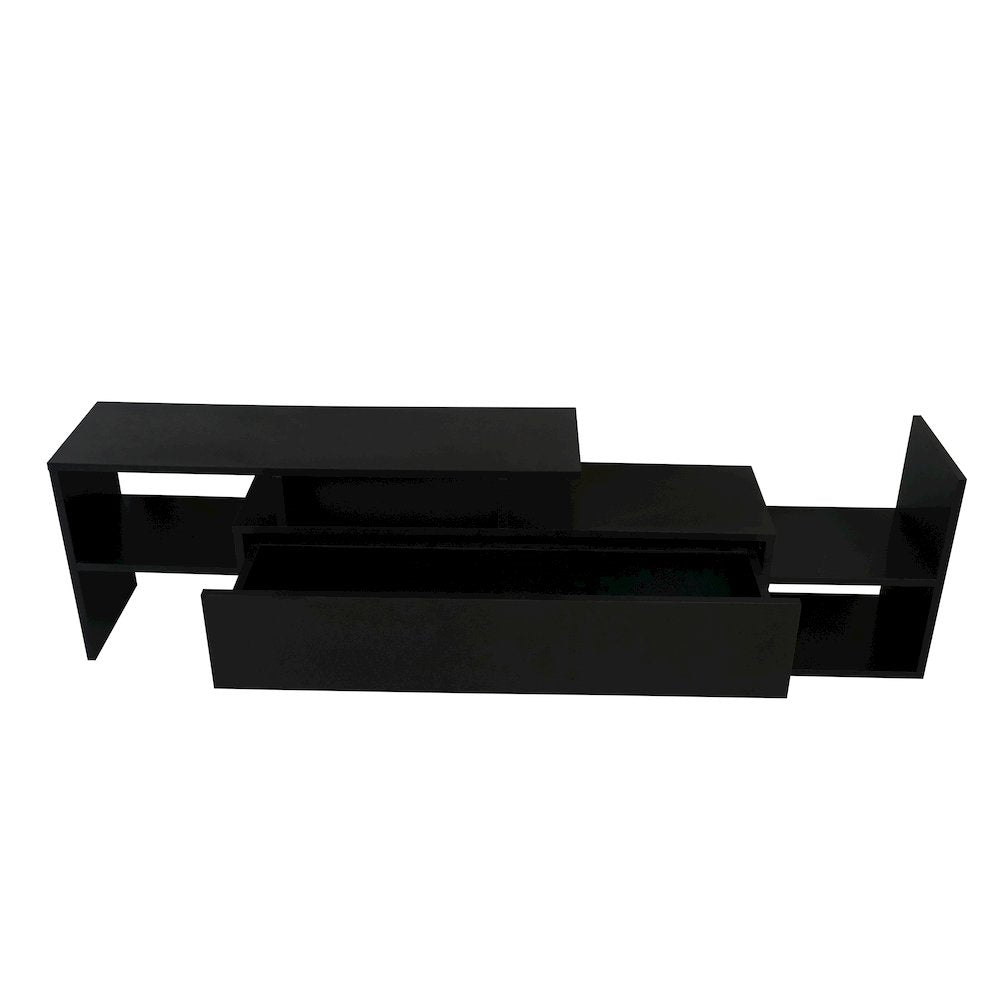 Surrey Modern TV Stand with MDF Shelves and Bookcase in Ebony
