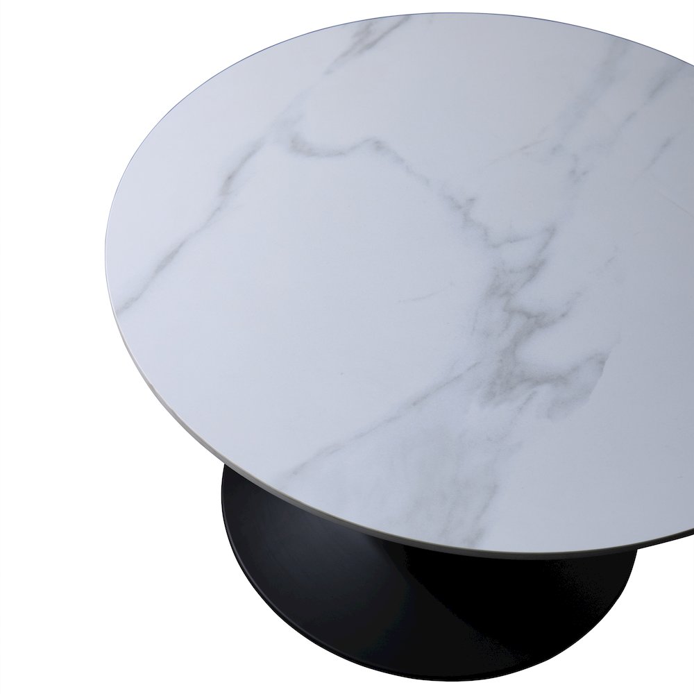 Verve Coffee Table Black base with 27" round Black Sintered Stone top
