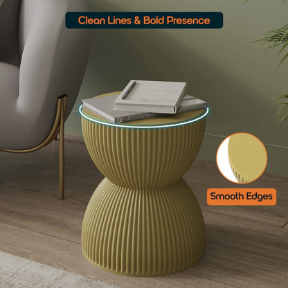 Modern Side End Table Spire Series In Olive Yellow