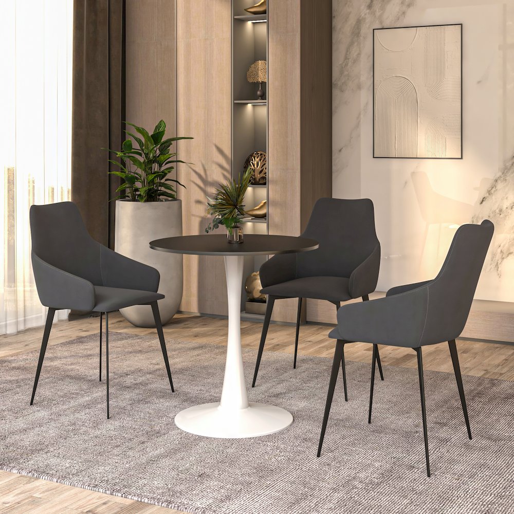 Leisyremod Bristol 24" Round Dining Table White base with Black top