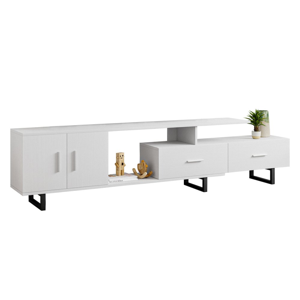 Avery Mid-Century Modern TV Stand with MDF Cabinet and Powder Coated Steel Legs