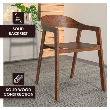 Rivo Collection Elegant Dining Chair in Dark Walnut Color Wood - Set of 2