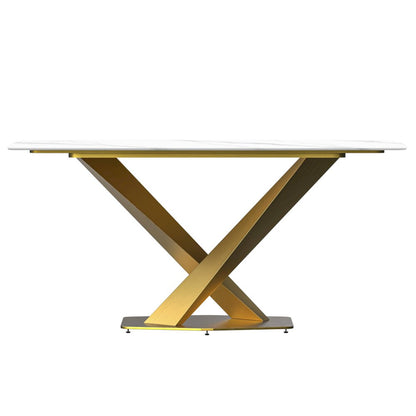 7-Piece Dining Set with Rectangular Sintered Stone Dining Table