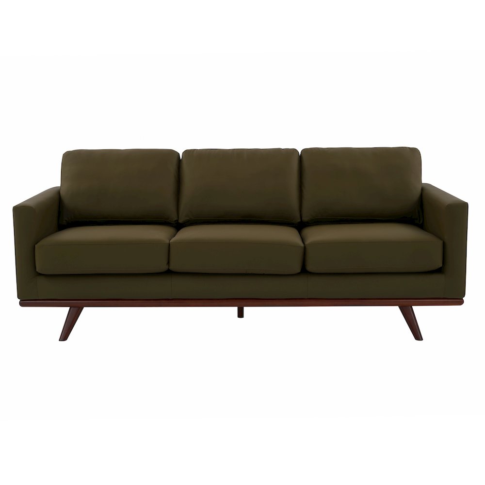 Chester Modern Faux Leather Sofa in Green Leather