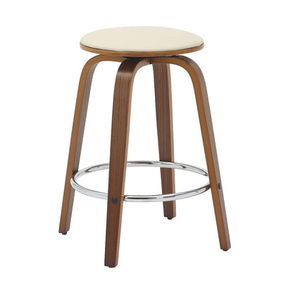Wooden Counter Stool Pelya Collection Modern Style Walnut color in Light Taupe