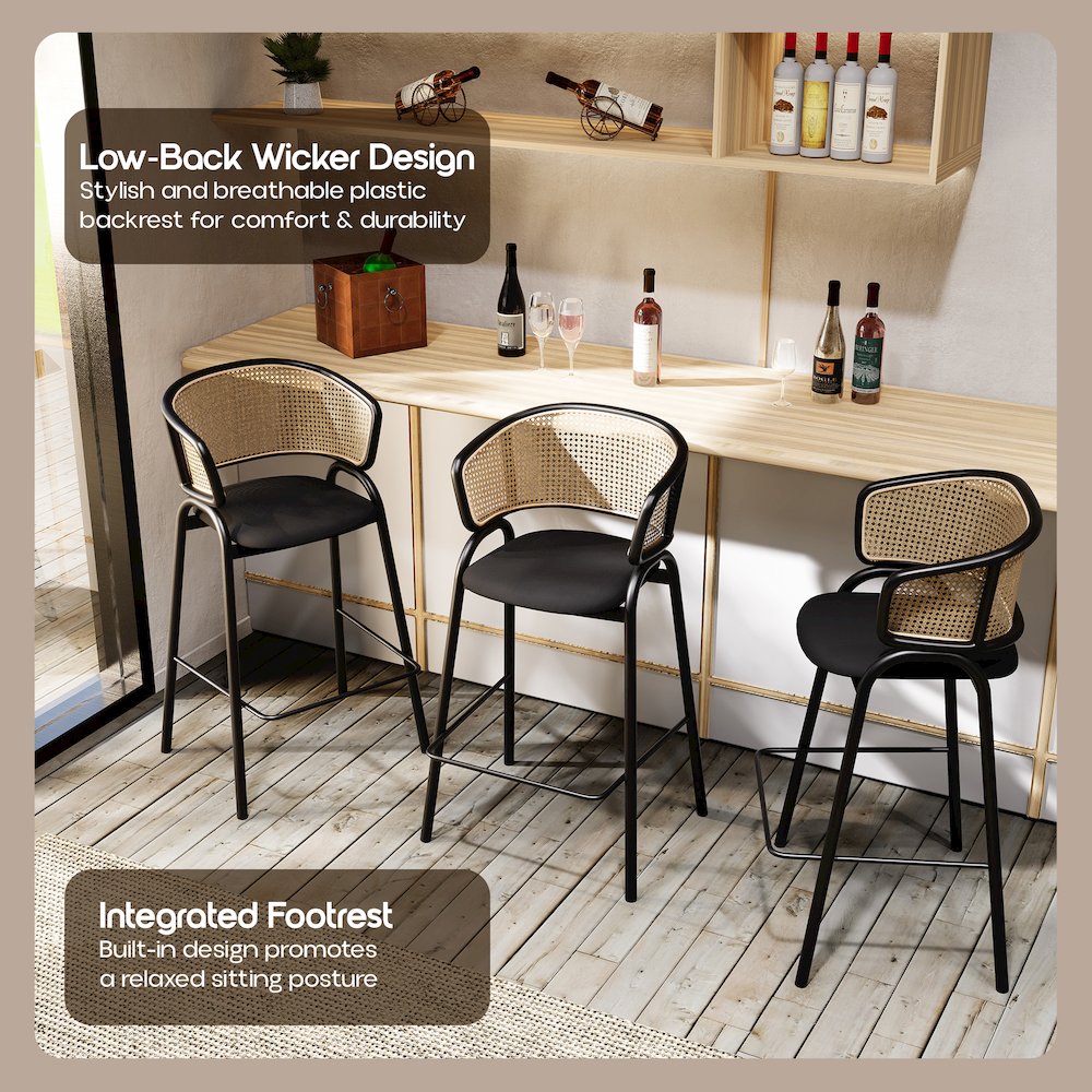 Ervilla Wicker Bar Stool Set of 2