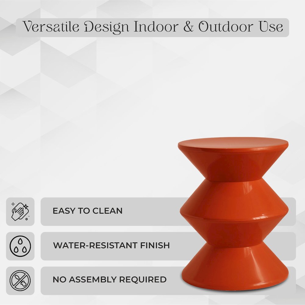 Aura Modern Plastic Side End Table, Indoor/Outdoor Use, Brown