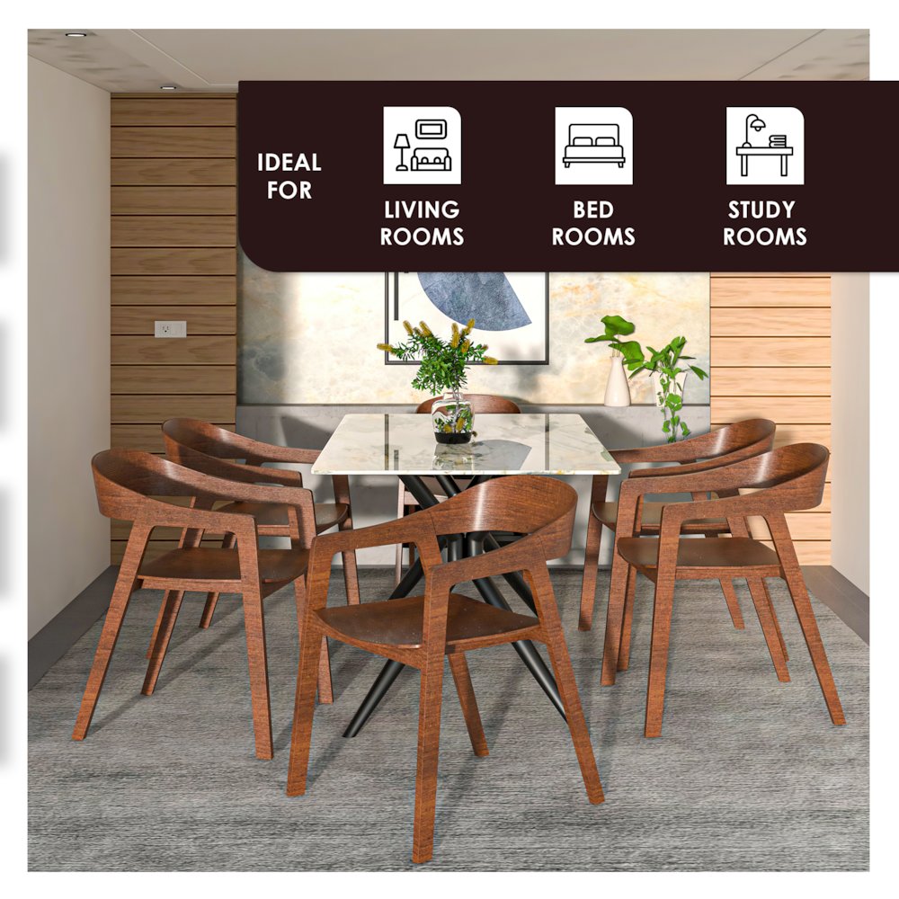 Rivo Collection Elegant Dining Chair in Dark Walnut Color Wood - Set of 2