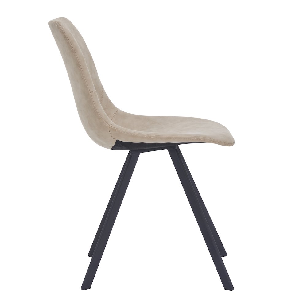 Markly Modern Leather Dining Chair With Metal Legs in Taupe Set of 2