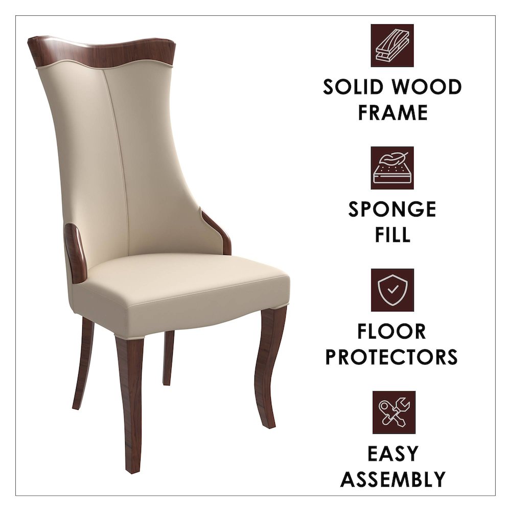 Novara Collection Modern Wooden Dining Chair in Light Toupe Set of 2