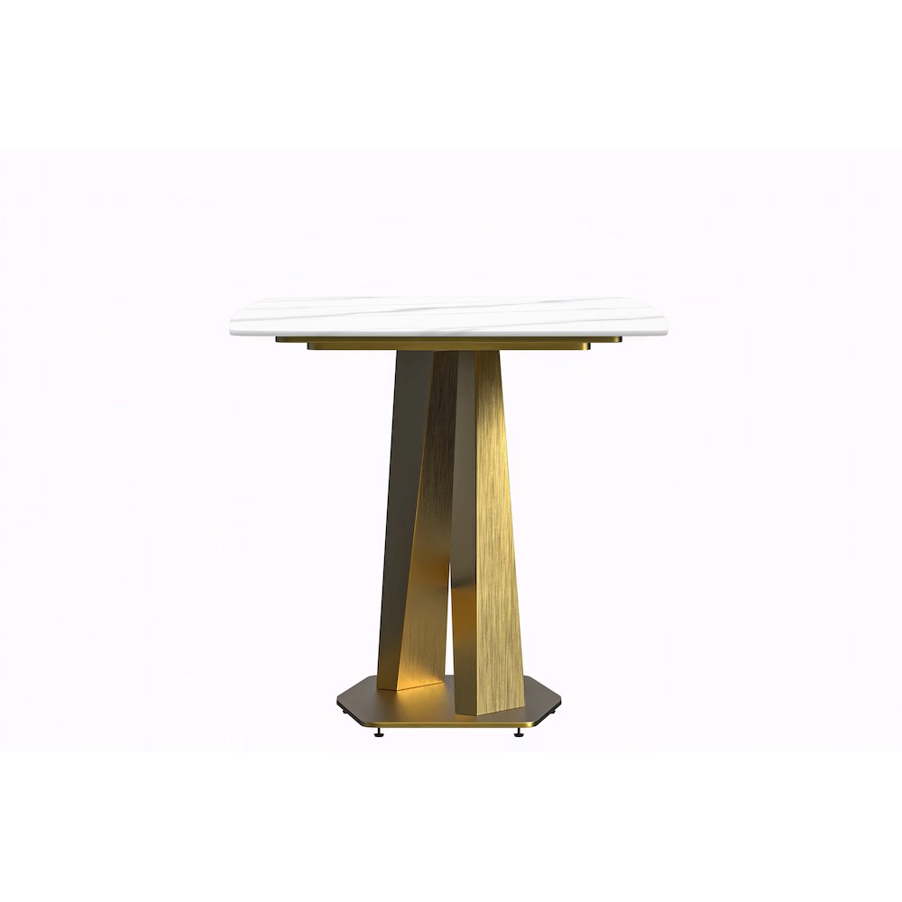 Voren Series Modern Dining Table Gold Base, With 55" White Sintered Stone Top