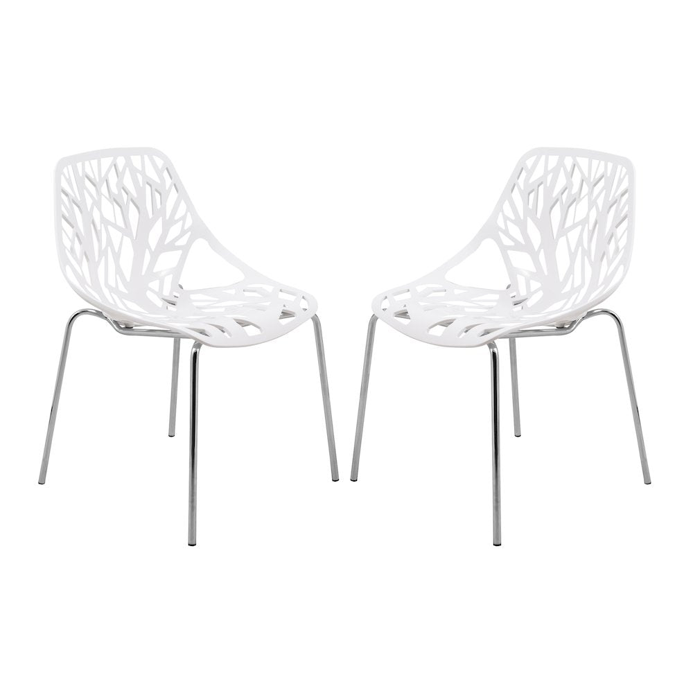 Modern Asbury Dining Chair w/ Chromed Legs, Set of 2