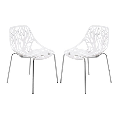 Modern Asbury Dining Chair w/ Chromed Legs, Set of 2
