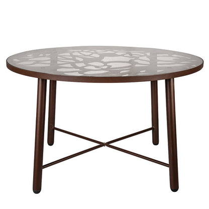 Devon Tree Design Glass Top Aluminum Base Indoor Outdoor Dining Table