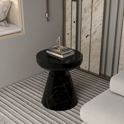 Isle Collection Fiberglass Outdoor Side Table in Marbled Black