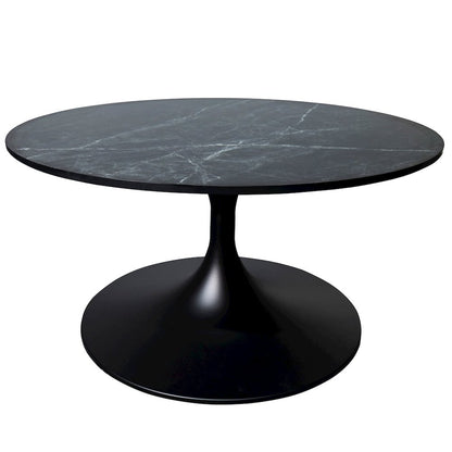 Verve Coffee Table Black base with 27" round Black Marble MDF top