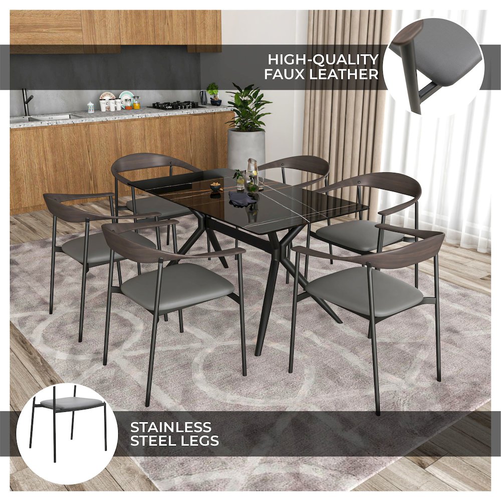 Kora Collection Modern Dining Chair in Charcoal - Set of 2