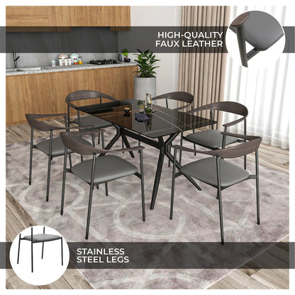 Kora Collection Modern Dining Chair in Charcoal - Set of 2