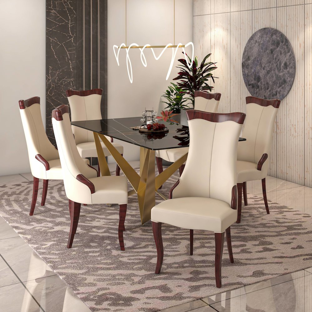 Novara Collection Modern Wooden Dining Chair in Light Toupe Set of 2