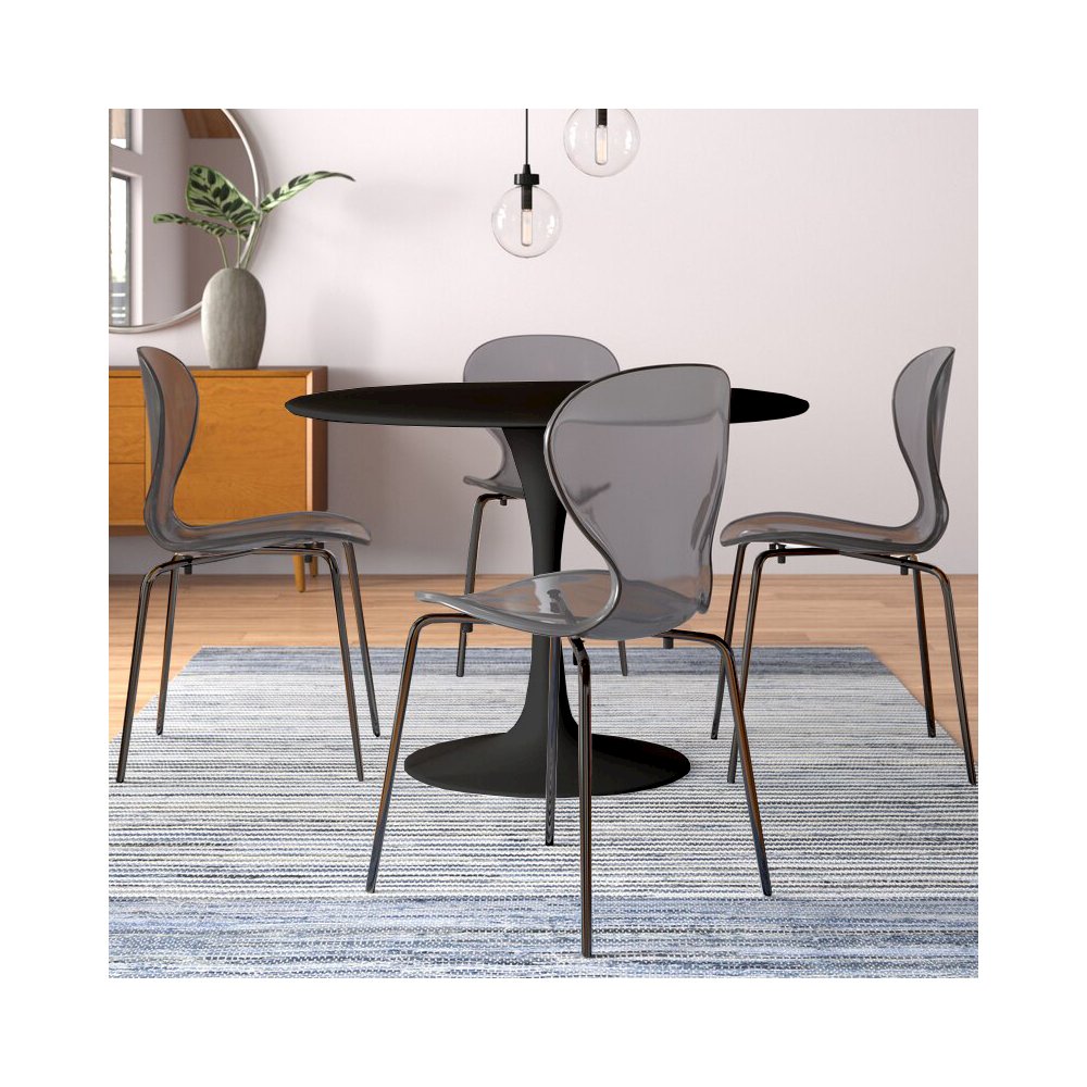 5-Piece Dining Set Round Black MDF Dining Table