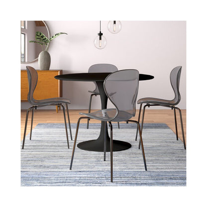 5-Piece Dining Set Round Black MDF Dining Table