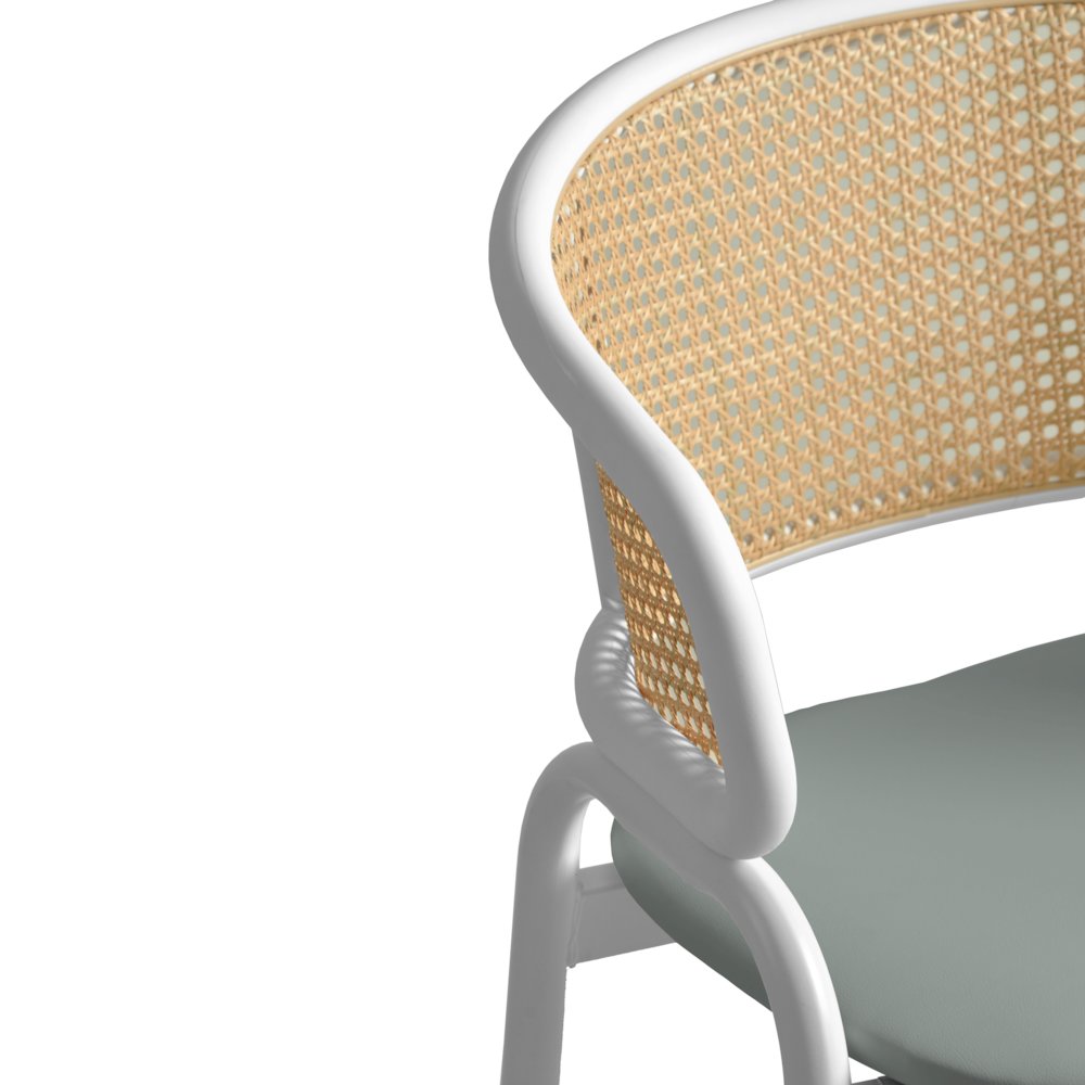 Ervilla - Dining Chair - White frame in Grey Leather