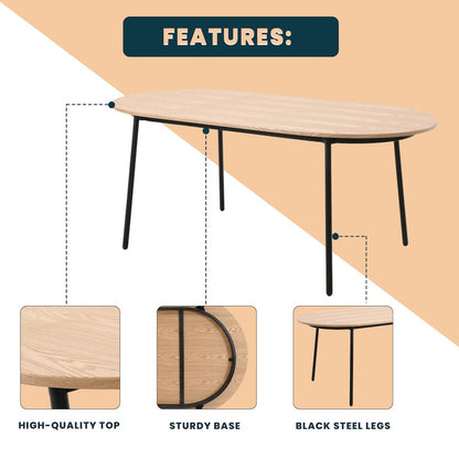 Tule Modern 71" Oval Dining Table in Natural Wood