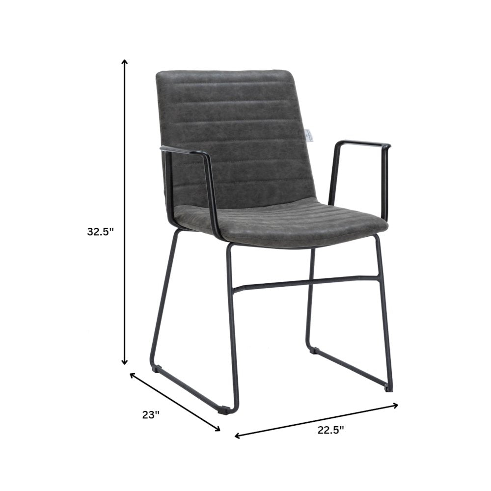 Zylar Series Office Guest Arm Chair in Charcoal Leather