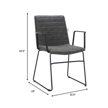 Zylar Series Office Guest Arm Chair in Charcoal Leather